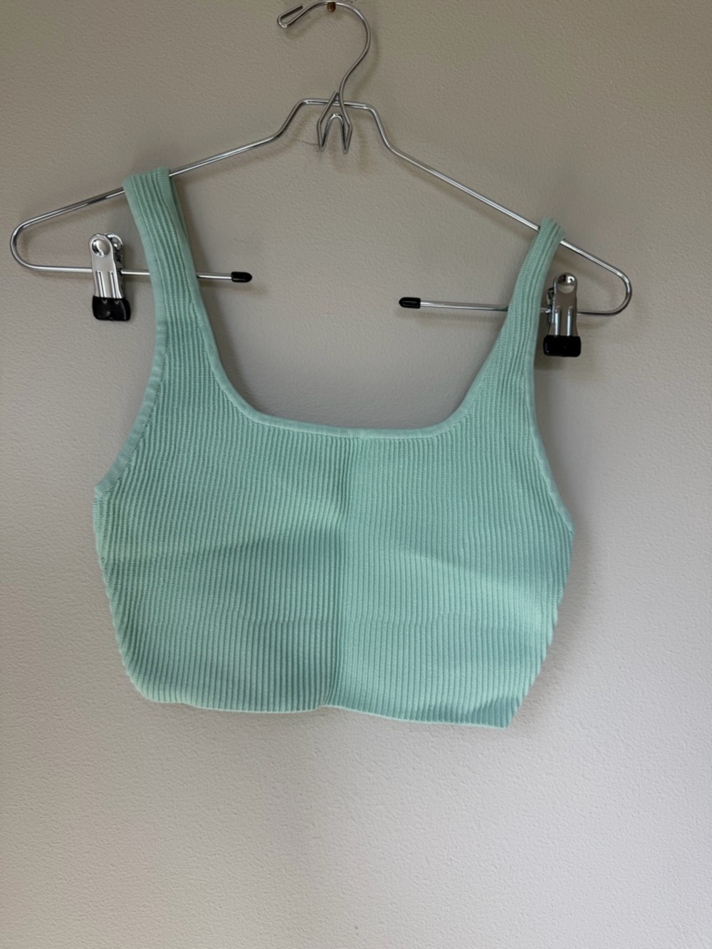 Aritzia Babaton Mint green Ribbed Square Crop Tank Top s